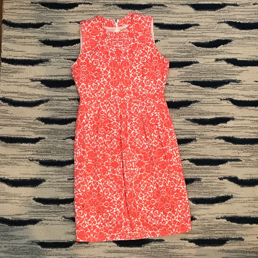 Tory Burch Silk Dress Sleeveless Coral/White 6